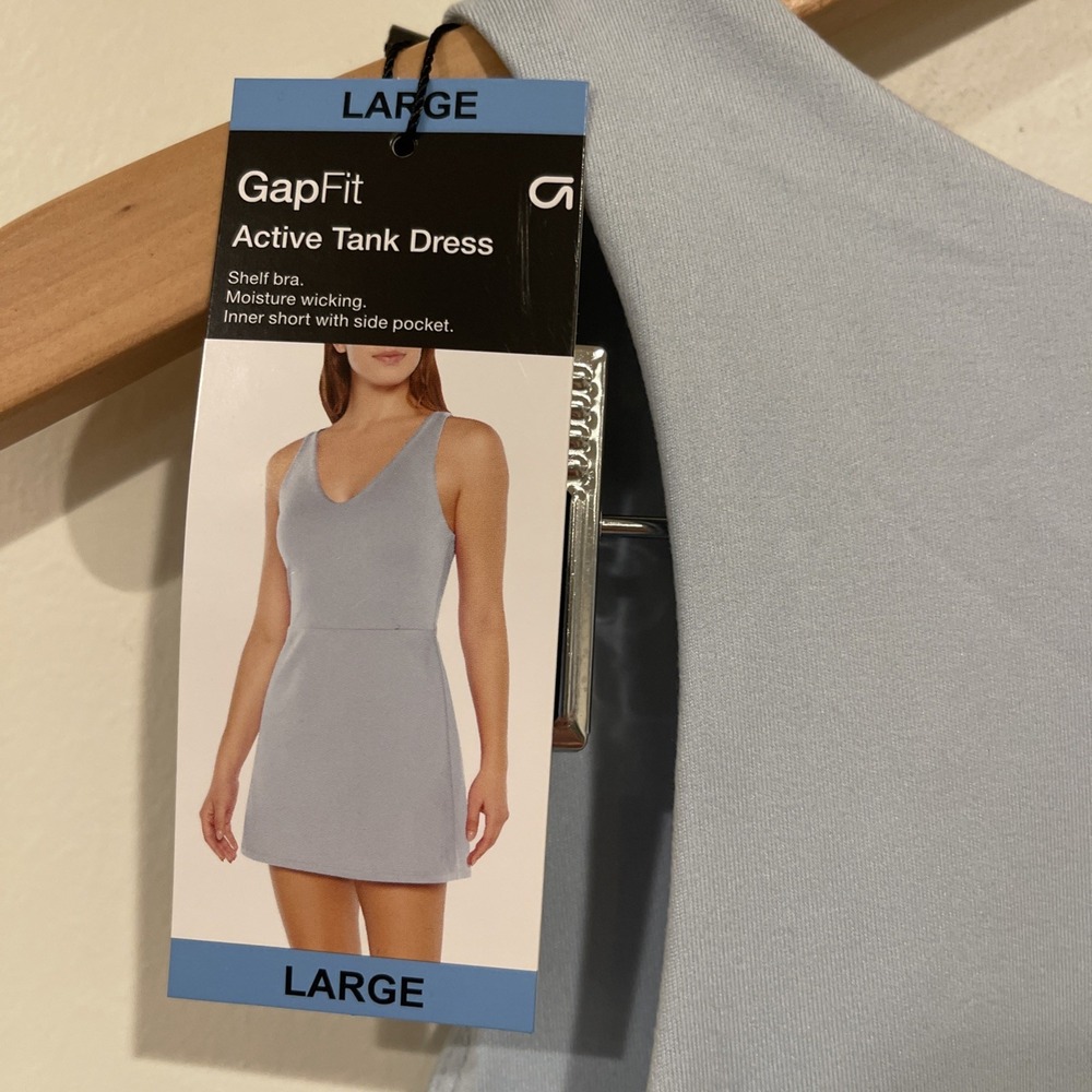 NWT Tank Dress pastel blue Sz L athleisure workout pickleball tennis pocket - Picture 4 of 9